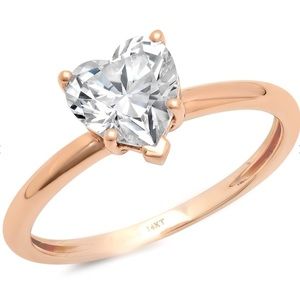 2.0 Ct Heart Diamond 14K Rose Gold Ring